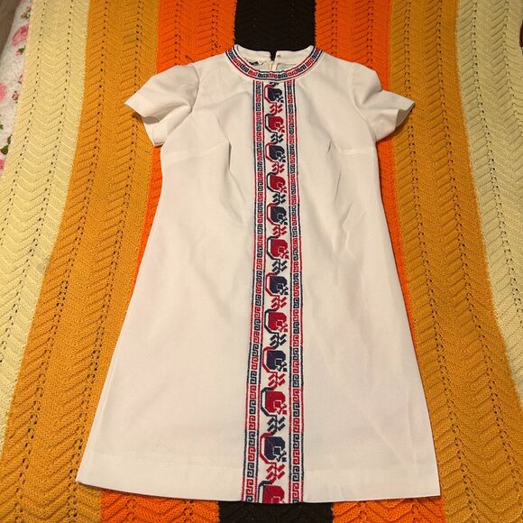 1960s MOD amy adams knits 60s mod embrodiered stripe hippie white dress! - Picture 11 of 16